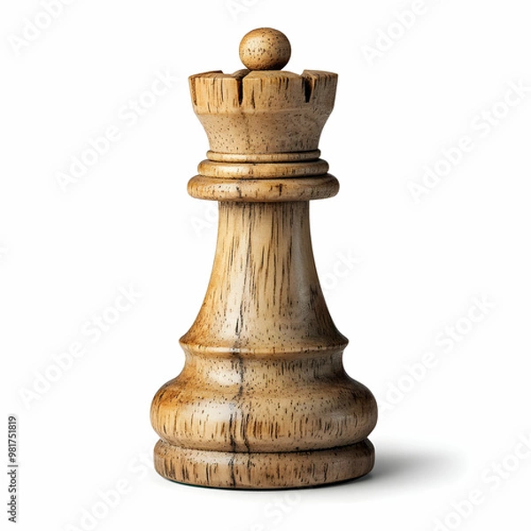Fototapeta A beautifully crafted wooden chess piece featuring a detailed king design, perfect for game enthusiasts and decor.