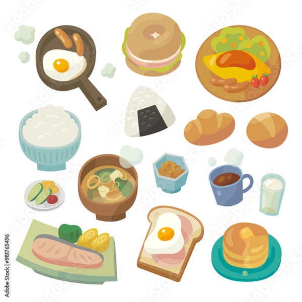 Obraz 朝ごはんのイラスト