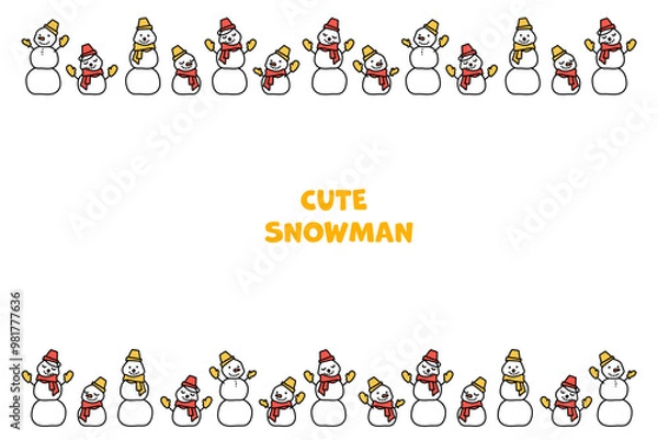 Obraz 雪だるま　冬　雪　コピーフレーム