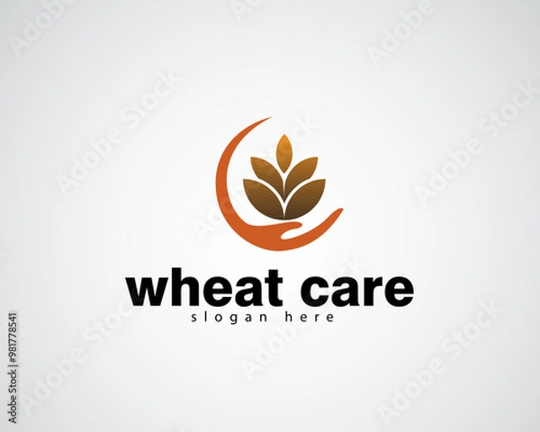 Fototapeta creative grains of wheat piled up in a circular hand logo