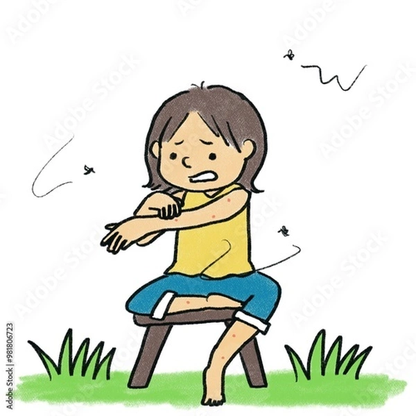 Obraz 虫に刺される人のイラスト