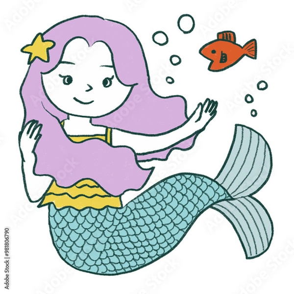 Obraz 人魚の女の子のイラスト