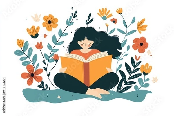 Fototapeta "Joyful Children Jumping Out of an Open Book Surrounded by Flying Books – A Vibrant Illustration Celebrating Education, Imagination, and the Joy of Learning