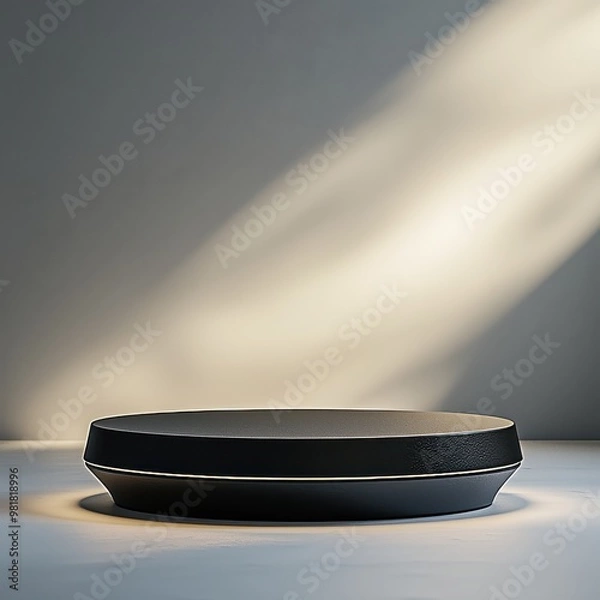 Obraz Dark modern podium or platform with soft lighting and dramatic shadows