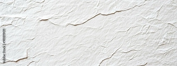 Fototapeta White Crumpled Paper Texture with Irregular Creases and Folds