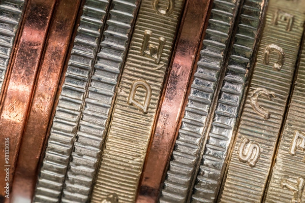 Fototapeta Stack of British Coins (on edge)