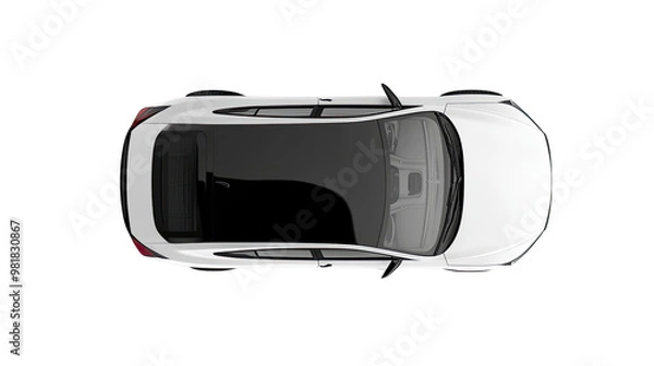 Obraz Car top view on white transparent background