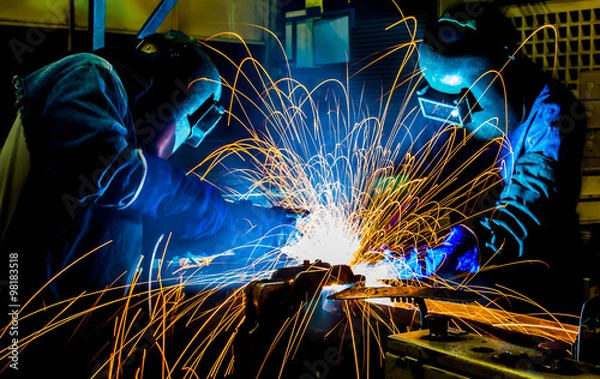 Obraz welder Industrial automotive part in factory
