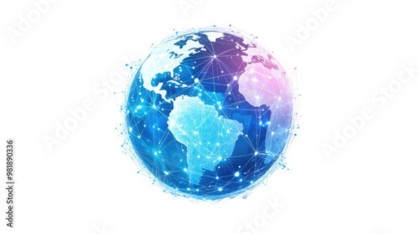 Fototapeta digital globe on white transparent background