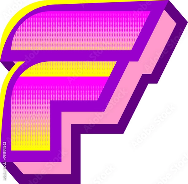 Fototapeta Modern Techno Letter Alphabet Vector Element F