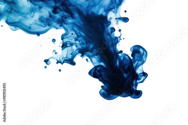 Fototapeta A mesmerizing swirl of blue ink dispersing in water, creating captivating shapes and patterns against a black background.