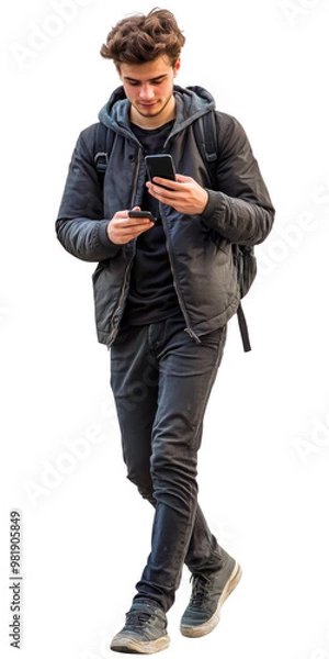 Obraz person with a phone isolated on white background