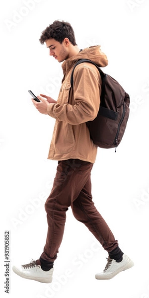 Obraz person with a phone isolated on white background