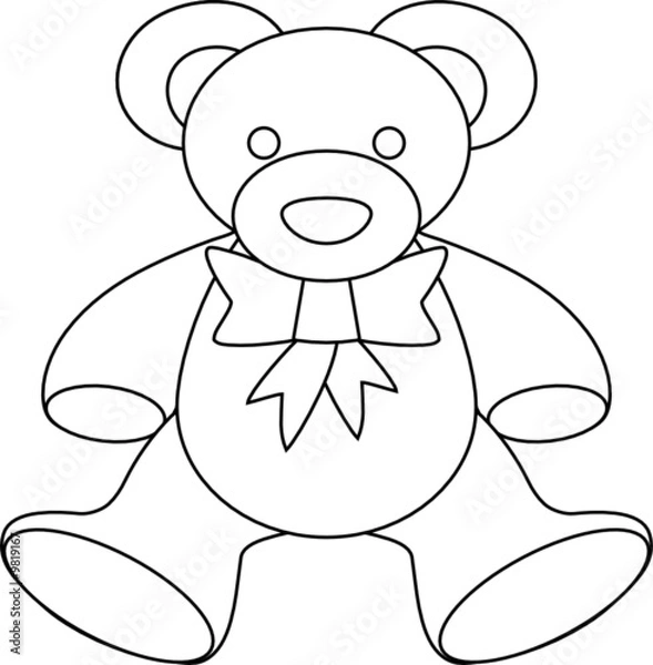 Obraz vector teddy bear outline for coloring