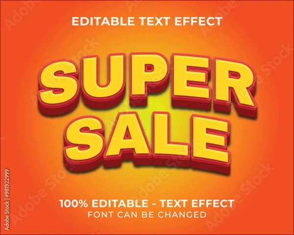 Obraz Editable text effect super sale 3D text effect with red background