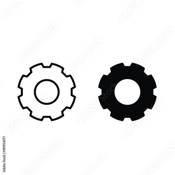 Obraz Black settings icon. Cogwheel symbol. Gear wheel vector linear icon 
