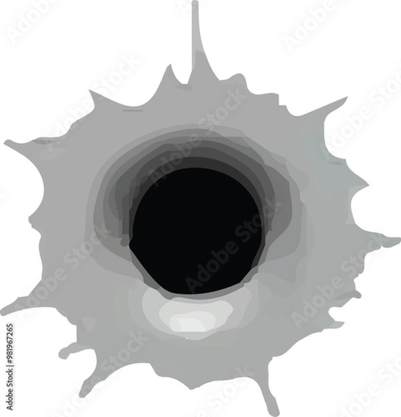 Obraz Bullet hole. Illustration on transparent background. Vector.