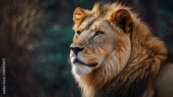 Fototapeta A closeup portrait of lion side view ,wild life photography,world wild life day 2025.