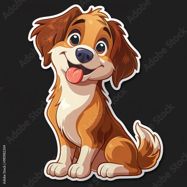 Obraz Brittany Spaniel Dog Sticker Create: Fun and Playful Cartoon Design for Pet Lovers