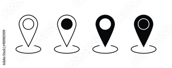 Obraz Location pin icon. Map pin place marker. Location icon. Map marker pointer icon set. GPS location icon set
