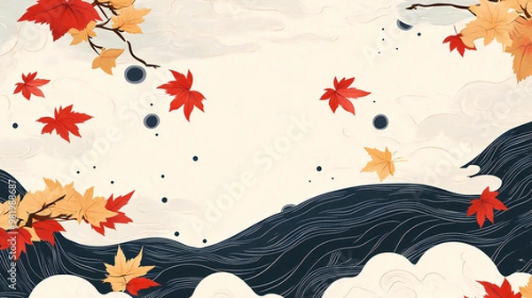 Fototapeta 秋をイメージした和柄の背景