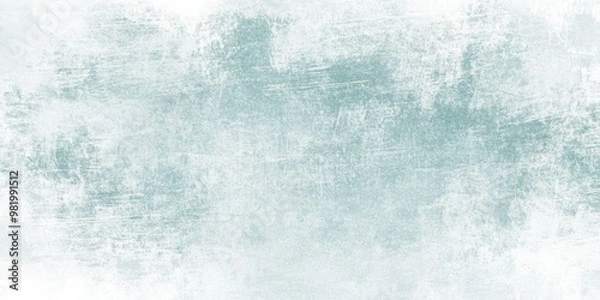 Obraz A serene Winter background emerges through soft teal and white watercolor, showcasing gentle swirling textures and a misty atmosphere that captures the essence of the season
