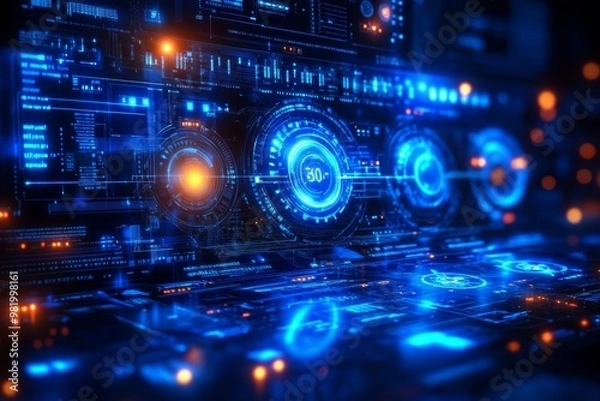 Obraz High -tech background tamplate for design, AI generated