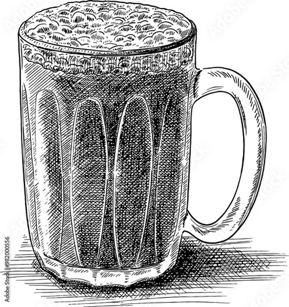 Obraz Teh Tarik Line Art and Kopitam Cafe Digital Illustration Vector Clipart