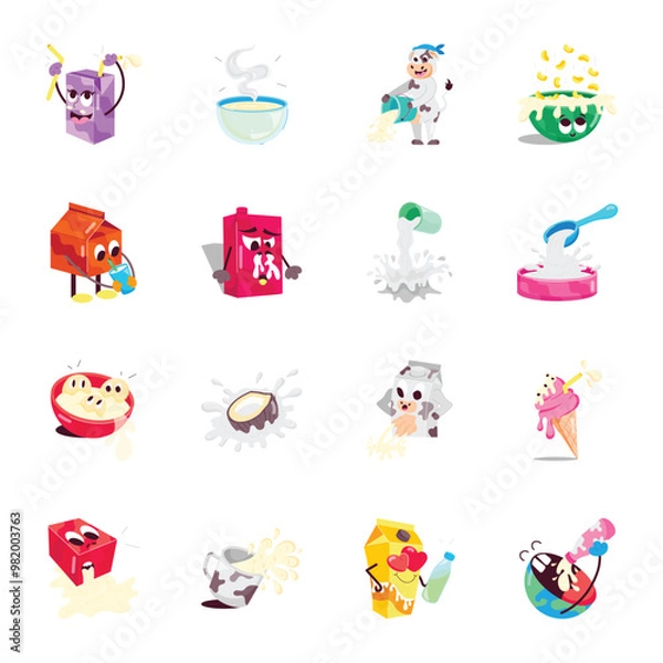 Fototapeta Basic RGBLatest Collection of Dairy Flat Stickers