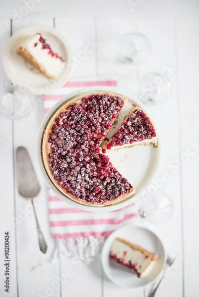 Fototapeta cranberry cheesecake 