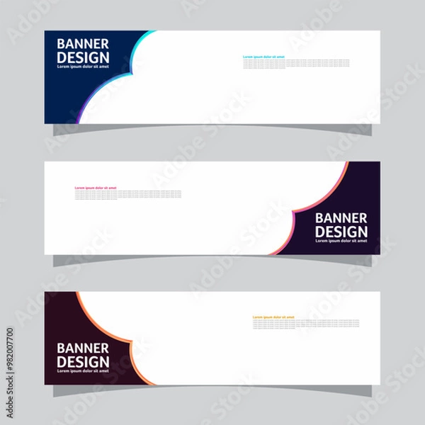 Fototapeta Vector set of landscape banner background design concept. Colorful background business layout template