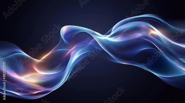 Fototapeta Colorful Abstract Flowing Waves on Dark Background