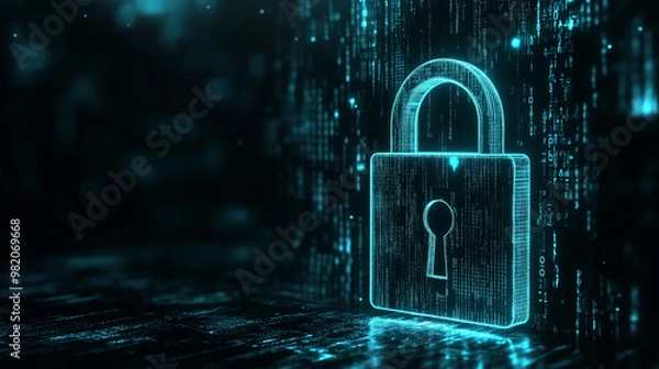 Fototapeta cybersecurity concept Global network security technology, business people protect personal information. Encryption with a padlock icon on the virtual interface.
