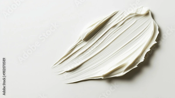 Fototapeta Creamy Swirl: A smooth, elegant, and minimal abstract image of a white cream swirl against a clean white background. Perfect for showcasing beauty, skincare, and luxury products.