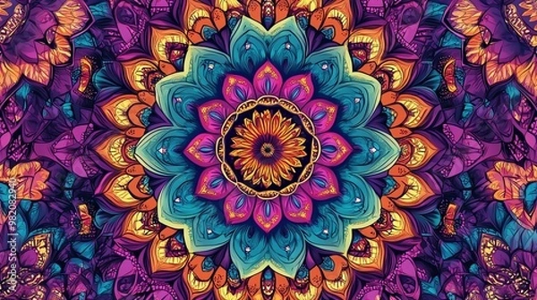 Fototapeta Colorful mandala pattern with intricate details.