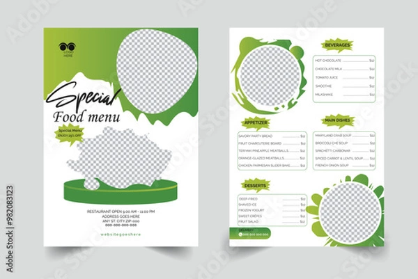 Fototapeta Fast food restaurant vector menu sketch template, Burger Restaurant Menu Layout, Restaurant Menu Layout