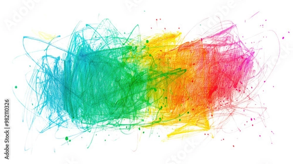 Fototapeta drawn colorful scribble on a white transparent background