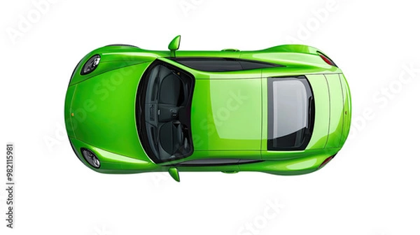 Fototapeta Car top view on white transparent background