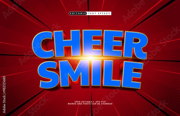 Fototapeta cheer smile editable text effect with a kids and happy text style