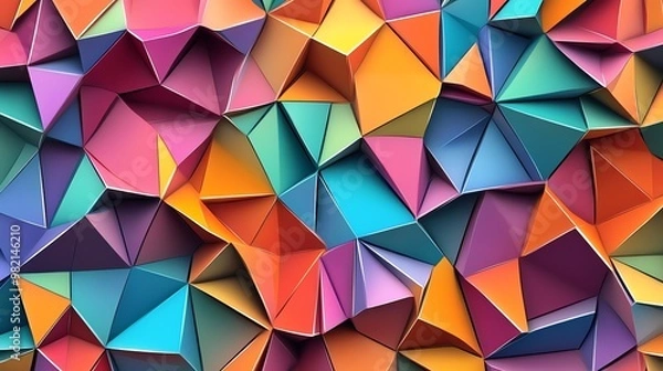 Obraz A colorful geometric pattern of triangles.