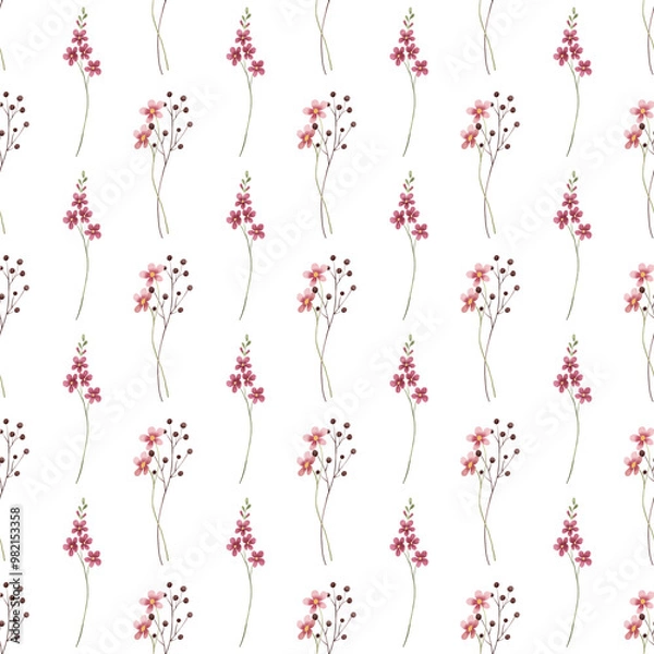 Fototapeta Seamless background, watercolor floral pattern. Repeat fabric wallpaper print texture. Perfectly for wrapped paper, backdrop, wall art.
