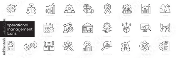 Fototapeta operational management line icon set. Editable stroke. Vector illustration.