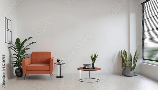 Fototapeta Modern minimalist interior design with an armchair