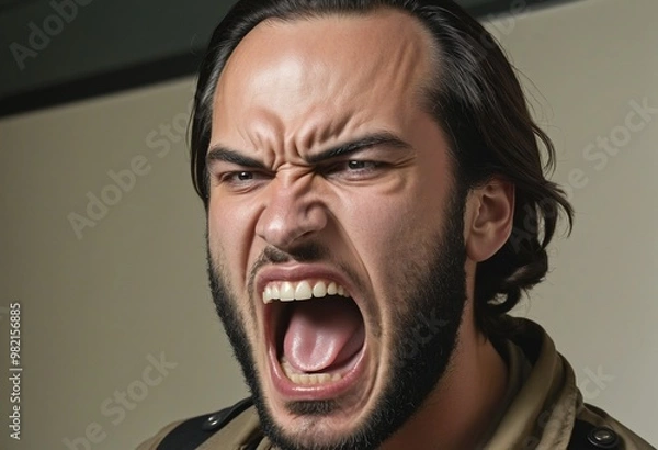 Fototapeta Angry Extremist Shouting - Illustration, Portrait