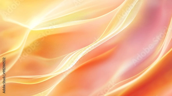 Fototapeta A warm gradient transitioning from soft coral to golden yellow, with delicate wavy lines adding organic flow to the abstract background.
