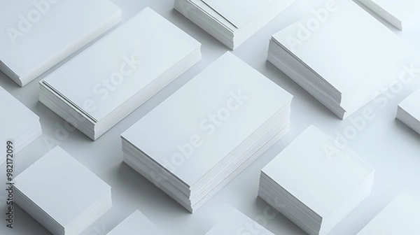 Fototapeta Blank business card mockup on white textured background 3d illustration 3d rendering card template