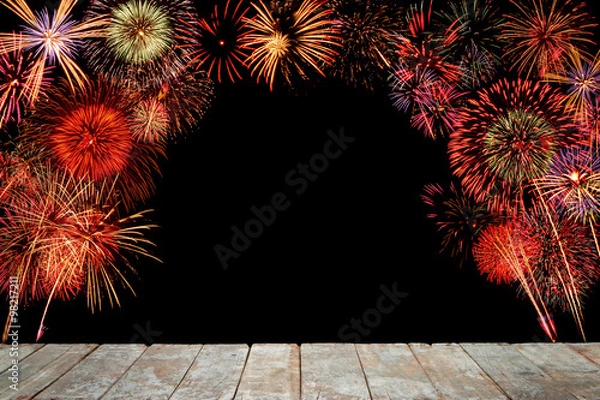 Obraz Wooden with fire work.