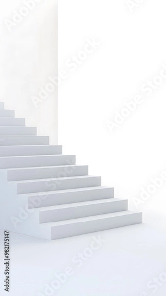 Fototapeta White steps architecture staircase isolated on white background