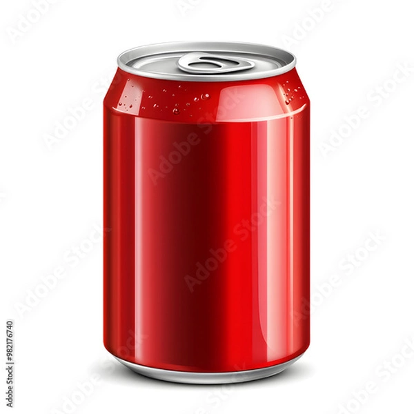 Fototapeta Red soda can realistic mock up isolated on white background