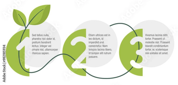 Fototapeta 3 steps of eco-friendly goals infographic template, organic style